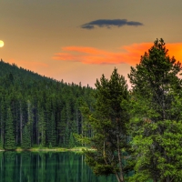 Beautiful Two Jack Lake, Banff National Park, Alberta, Canada