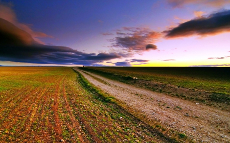 Beautiful View - sunset, nature, Beautiful, blue, road, landscapes, sky