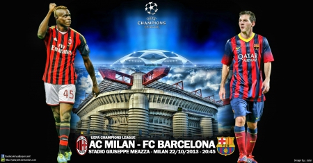 AC Milan - FC Barcelona Champions League 2013 - kaka, nike, messi, adiads, champions league, messi wallpaper, sansiro, ac milan wallaper, champions league wallpaper, fc barcelona wallaper, mario balotelli wallpaper, lionel messi, lionel messi wallpaper, uefa, ajax