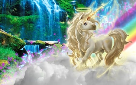 Rainbow Unicorn - cute, horse, fantasy, unicorn