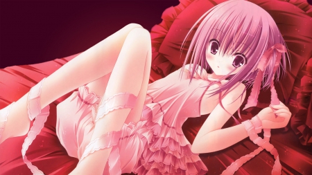 Pretty Dress - pretty, anime, kawaii, dress, girl, pink, manga, re, bed, cute