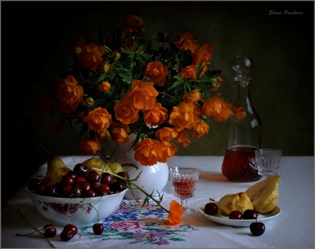 Still life - nature, flowers, roses, vase