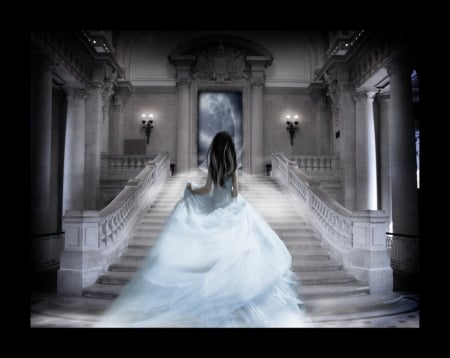 Cinderella - white, lady, fantasy, abstract