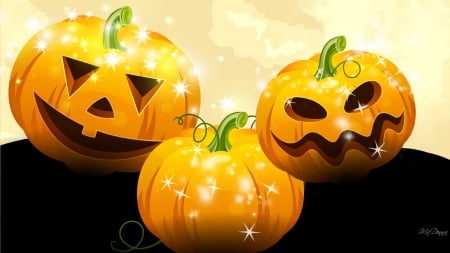 Pumpkin Fever - shine, sparkle, halloween, october, stars, all hallows eve, carved, spooky, jack-o-lanterns, scary, pumpkins