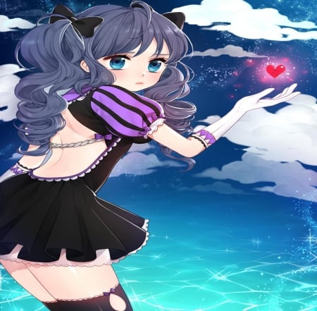 Love of Witch - witch, pretty, orginal, love, sea, girl