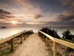 beautiful path down to the sea at sunset