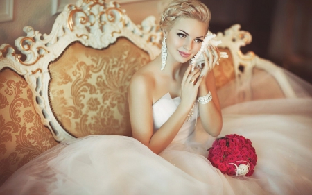 Beautiful Bride - blonde, bride, white, photo