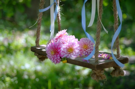 Beautiful Flowers - flowers, bokeh, nature, green, grass, pink flowers