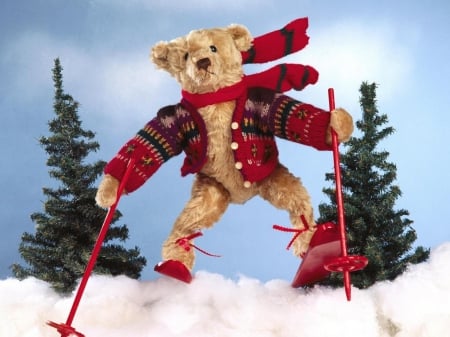 *** Happy Holidays *** - bear, trees, snow, teddy