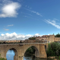 fortress bridge to a cathedral in spain