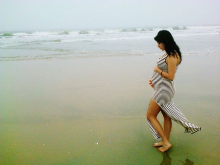 Motherhood - mother, beach, ocean, pregnant