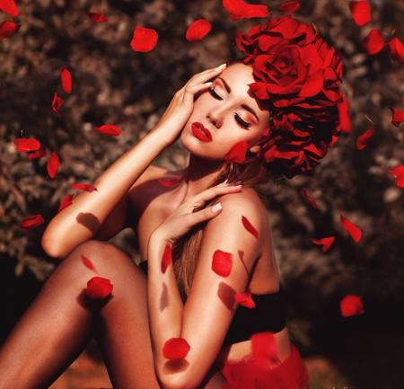 red rose - fashion, models, roses, red