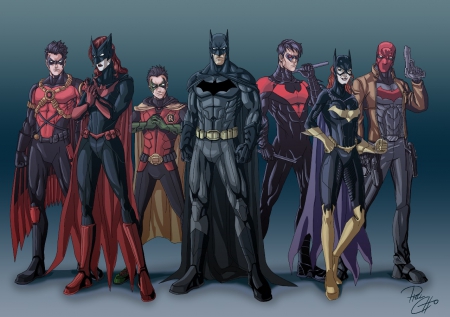 Batman Incorporated - batwoman, batgirl, batman, nightwing, robin, red hood