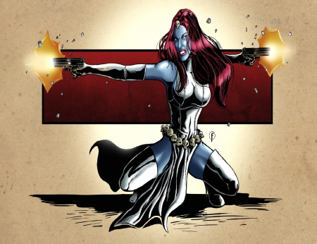 Mystique (comics) - villian, guns, red head, shapeshifting