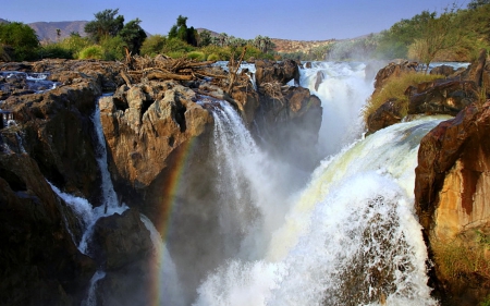 Epupa Falls, Namibia - rainbow, waterfall, africa, rocks