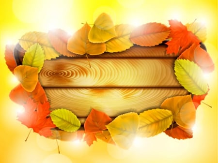 Autumn background - falling, beautiful, colors, lovely, leaves, fall, wooden, autumn, background, nice, art