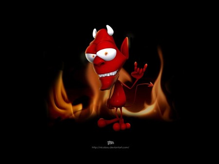 Cute little devil - devil, cute, flames