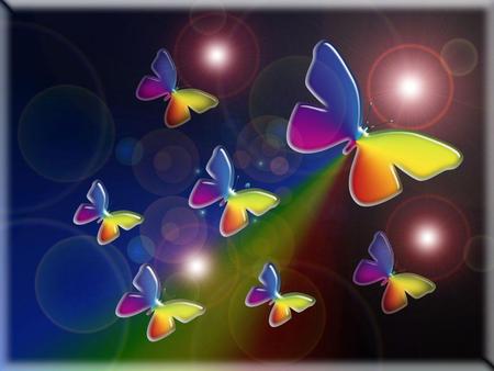 Butterflies - rainbow colors, abstract, butterflies