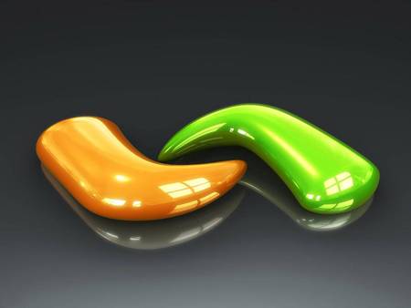 3D Shapes - orange, shapes, 3d, green