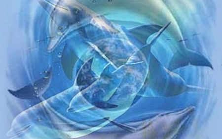 dolphin swirls - swrils, planet, blue