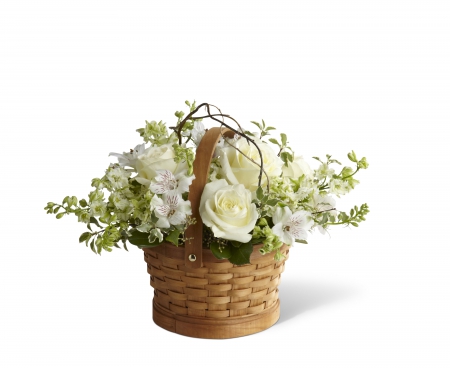 âœ¿ Pure Delight âœ¿ - white, pretty, roses, light, flowers, basket, pure