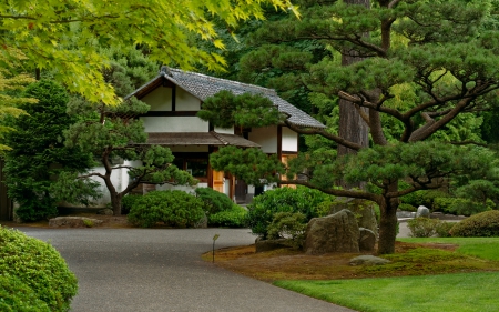 Japanese House - tree, oriental, house, garden, japa