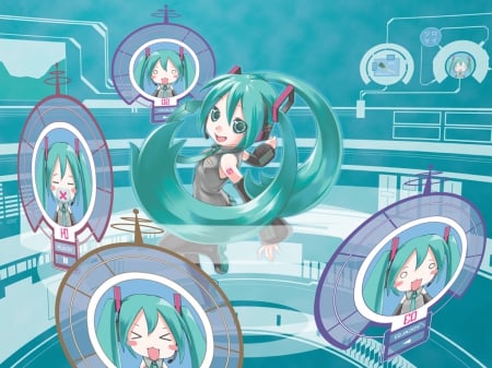 Hatsune Miku - hatsune miku, 01, chibi, vocaloid, blue, cute