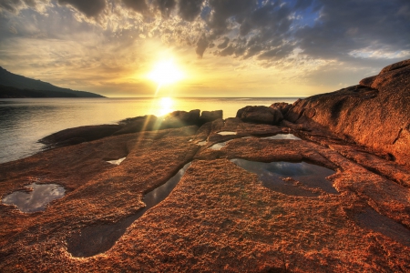 *** SUNSET *** - mountains, ocean, nature, sunset