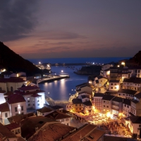 beautiful town of cudillero spain at night