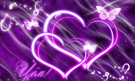 purple feirys - colorful, cute, love, hearts