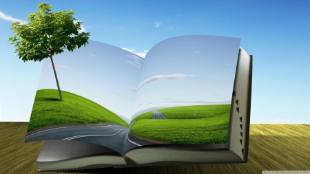 Road Back To Nature - roads, books, creative, fantasy