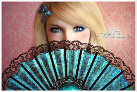 Lolita - lady, fantasy, abstract, fan