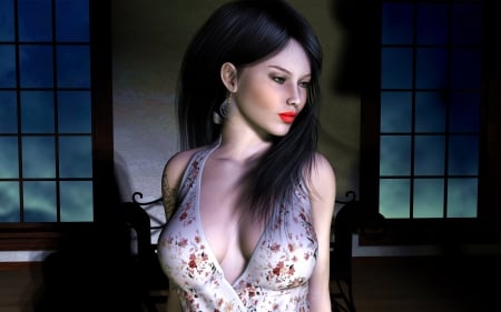 FANTASY GIRL 3 - Woman, Lipstick, Tattoo, Beautiful, Fantasy, Wallpaper, Enchanting