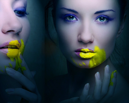 Pretty face - face, paint, woman, model