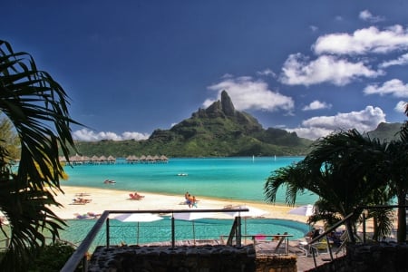 Beautiful Bora Bora - lagoon, Tahiti, blue, beach, sea, island, ocean, sand, Bora Bora, islands, tropical, sandbank, exotic, South Pacific, paradise, Polynesia