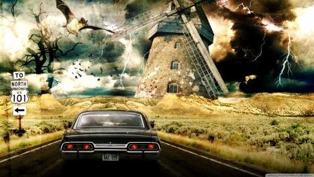 Wild Ride - cars, lightning, windmill, bats