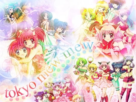 tokyo mew mew - tokyo mew mew, colorful, zakuro fujiwara, ichigo momomiya, mint aizawa, ringo ayasashi, mew mew power, lettuce midorikawa, pudding fong, cute