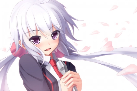 waiting for you - school uniform, manga, anime, girl, white hair