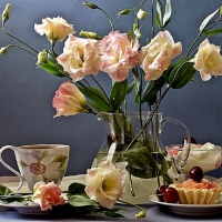 tea,cakes and flowers