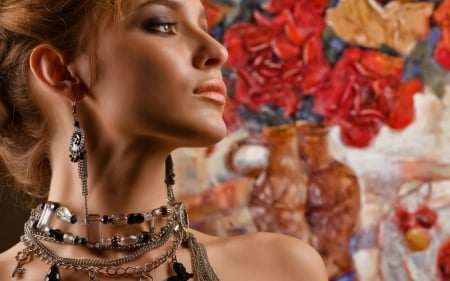 Pretty face - woman, face, jewelry, model