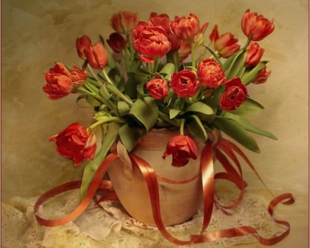 Still life - flowers, vase, still life, tulips