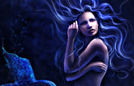 Mermaid - blue, girl, sea, ocean, pink, sonia verdu, fantasy, mermaid, underwater, woman, art