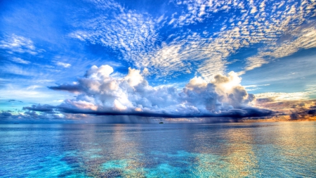 Shades of Blue - sky, ocean, clouds, beautiful, sea