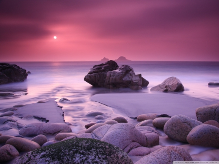 Purple Sunset - sunsets, beauty, purple, ocean