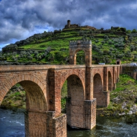 marvelous brick bridge in spain hdr