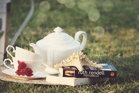 Still life - book, still life, abstract, teapot