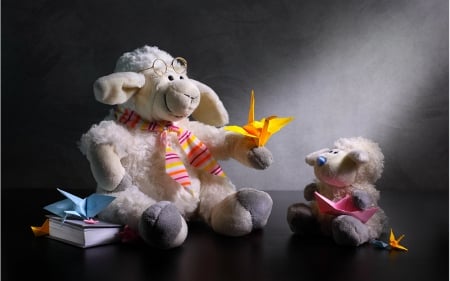 Still life - toys, stuff toys, still life, origami