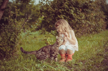 Girl and cat - pretty, cat face, sleepy, paws, kitten, cats, face, sleeping, hat, beautiful, beauty, lovely, sweet, cat, cute, animals, kitty