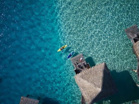 Aerial of Water Villa & Canoe Bora Bora