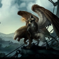 Sorceress Riding A Griffin